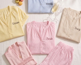 Custom Ruffled Bridesmaid Pajama Set, Personalized Pajamas, Wedding Weekend Women's Wear