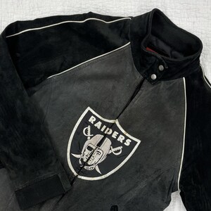 Giacca vintage in pelle scamosciata da donna degli Oakland Raiders della NFL, taglia M - Vedi descrizione