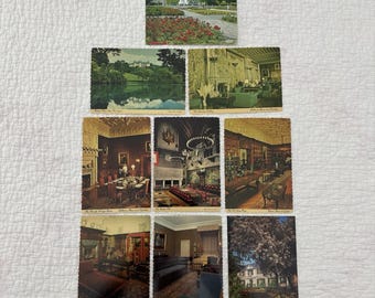 Lote de 9 postales antiguas de Biltmore House and Gardens sin usar.