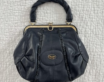 Vintage Women's Giudi Vintage Italian Made Black Leather Handbag