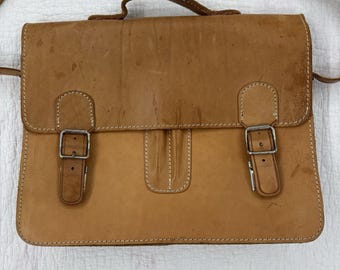 Vintage Brown Leather Messenger Bag Satchel Briefcase Laptop Shoulder Bag