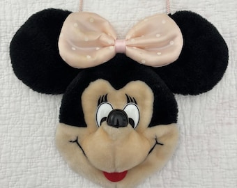 Vintage Minnie Mouse Plush Face Crossbody Purse Mickey’s Pals Disney Zipper