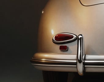 Décoration murale Porsche 356, photographie de voiture classique vue arrière, voiture de sport argentée