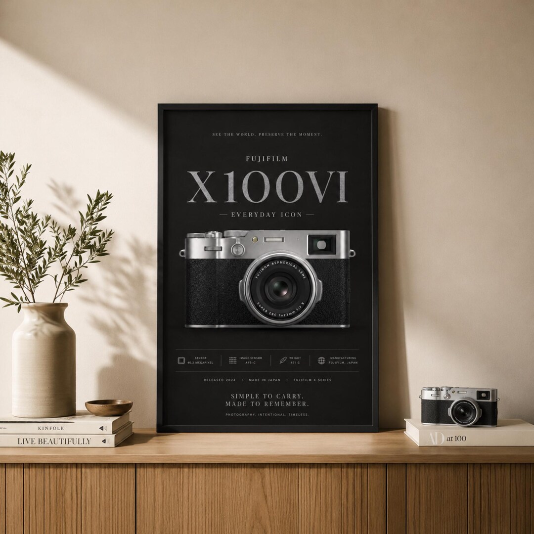 Fujifilm X100VI Silver Poster | Everyday Icon Camera Print | Minimalist ...