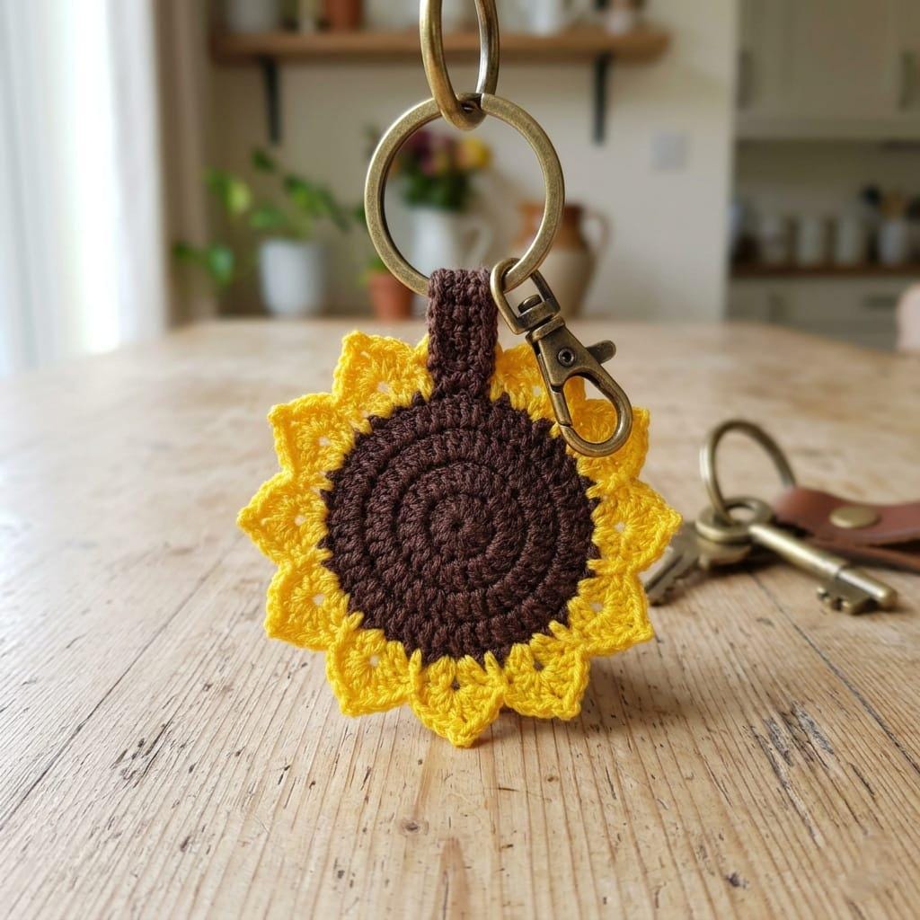 30 Plant Crochet Patterns to Brighten Home Decor and Gift Giving 12 Sunflower Keychain Crochet Pattern