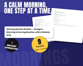 Morning Routine Planner Printable, Daily Routine Checklist and Evening Wind Down, AM PM Routine Builder Productivity PDF