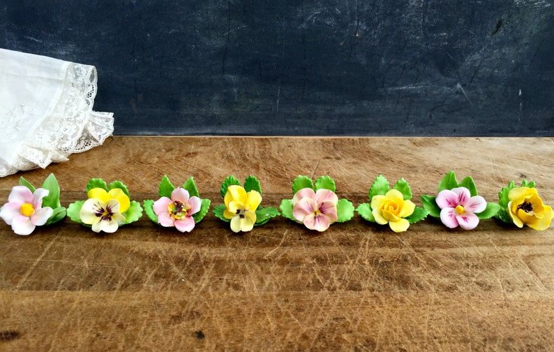 Vintage Porcelain Table Placement Card Holder Set of 8 Etsy