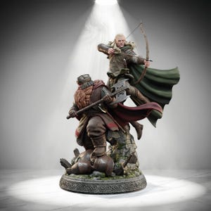 Gimli and Legolas Lord of the Rings 3D STL File, Figurine for 3D Printing