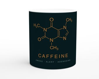 Caffeine Molecule Mug | Teal Copper Chemistry Coffee Mug | 11oz Ceramic Science Gift | Coffee Lover Chemist Gift