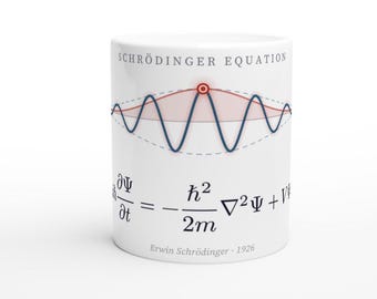 Schrodinger Equation Mug | White Quantum Wave Function Mug | 11oz Ceramic Physics Gift | Physicist Gift