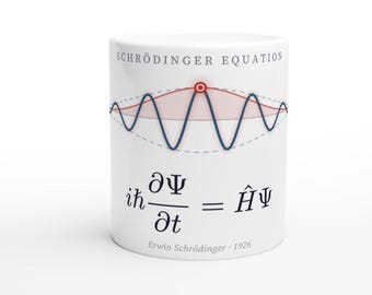 Schrodinger Equation Mug | White Quantum Physics Mug | 11oz Ceramic Science Gift | Physicist Nerd Gift