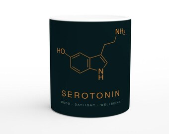 Serotonin Molecule Mug | Teal Copper Neuroscience Mug | 11oz Ceramic Happiness Chemistry Gift | Psychology Gift