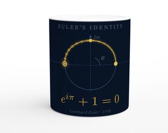 Euler's Identity Mug | Navy Gold Math Coffee Mug | 11oz Ceramic Mathematics Gift | Mathematician Gift