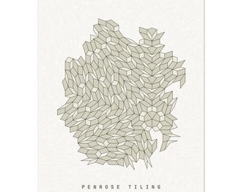 Penrose-tegelsprint | Aperiodieke geometrie wiskunde muurkunst | Poster met niet-herhalend patroon | Wiskundige cadeau