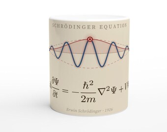 Schrodinger Equation Mug | Parchment Quantum Wave Function Mug | 11oz Ceramic Physics Gift | Physicist Gift