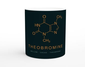 Theobromine Molecule Mug | Teal Copper Chocolate Chemistry Mug | 11oz Ceramic Science Gift | Chocolate Lover Gift