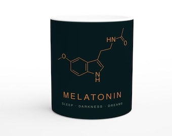Melatonin Molecule Mug | Teal Copper Sleep Chemistry Mug | 11oz Ceramic Neuroscience Gift | Night Owl Gift