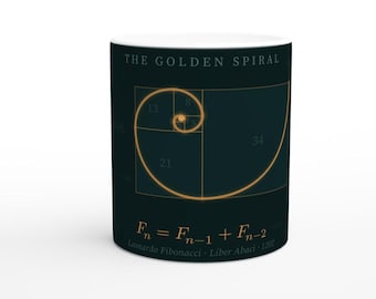 Fibonacci Spiral Mug | Teal Copper Golden Ratio Coffee Mug | 11oz Ceramic Math Science Gift | Nerdy Gift