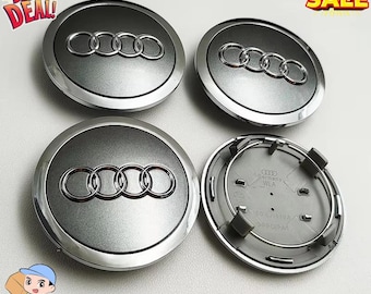 4PCS 69mm Wheel Center Caps for Audi-Black Grey Hub Cap Rim Covers-Car Wheel Emblem Accessories for A3 A4 A5 Q5 Q7