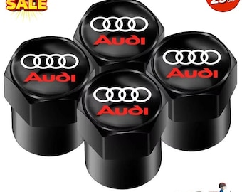 4PCS Aluminum Tire Valve Stem Caps for Audi-Alloy Wheel Air Caps with Logo-Car Accessories for A3 A4 A5 A6 Q5 Q7 TT