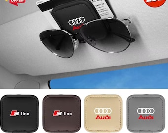 PU Leather Magnetic Car Sun Visor Glasses Clip Holder for Audi and Silne Owners