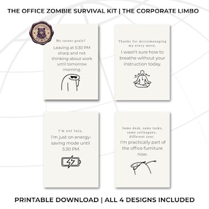 Kit di sopravvivenza zombie per ufficio stampabile / Decorazione murale aziendale a tema limbo / Download digitale