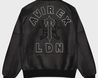 Avirex Trapstar svart läderbomberjacka – Avirex USA-inspirerad streetwear
