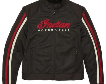 Giacca a rete Indian Motorcycle, giacca da motociclista vintage, cruiser da moto con equipaggiamento da motociclista