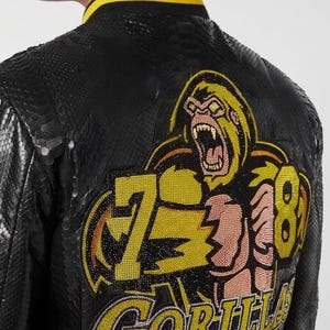 Black Snakeskin Varsity Jacket | Python Bomber | Gorillas Patch