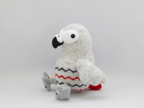 stuffed african grey parrot