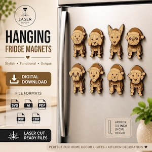 Christmas Dog Hanging Fridge Magnets | Laser Cut Files (Digital Download)