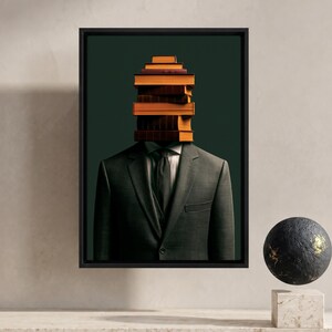 Library Decor, Dark Academia Poster, Office Decor, Green Wall Hanging