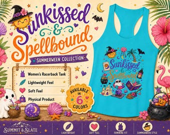 Sunkissed and Spellbound Tank Top, Summerween Racerback Tank Top,Nächste Stufe 1533 Womens Witchy Beach Shirt, Gruseliger Sommer Tank Top