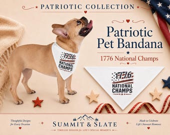 1776 National Champs Dog Bandana, Patriotic Pet Scarf, Fourth of July Dog Accessory, Vintage USA Bandana, Red White Blue Pet Gift