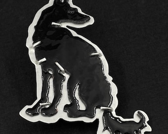 WOLF brooch . big modern sterling silver Jackal pin . artisan statement jewelry