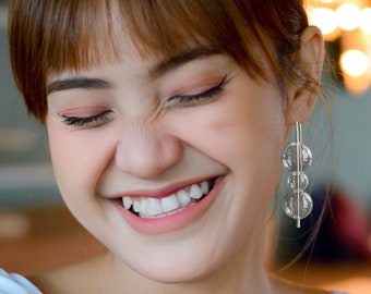 big BUBBLE earrings .  Modern Glass dangles for a favorite fashionista . hour glass hooks bold minimalist design . giftastic girlfriend gift