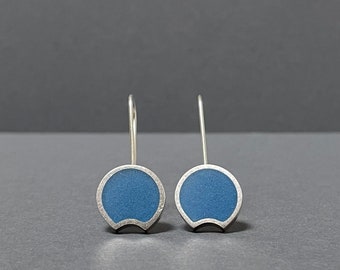 BLUE earrings modern design . crescent earrings . modern minimalist resin earrings . statement earrings . Hello Happy!