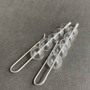 tapered STACK glass bubble earrings . Modern Minimalism . Long Hook Earrings . simple design . Make A Statement . Big Bold earring . Funky image 1
