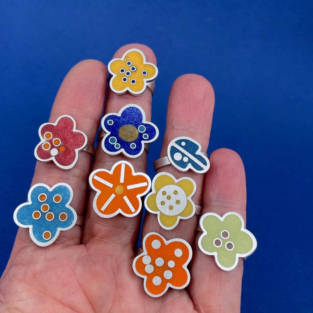 Botanical BLING RINGS . Handmade Colorful Flower Statement Rings ...