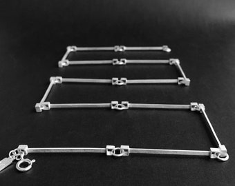 handmade SQUARE chain link necklace .  sterling silver MODERN minimal geometric jewelry