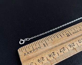 18 inch Cable Chain . Sterling Silver 1.3 mm Elongated Cable Chain . Delicate Silver 18" Necklace unisex . Add Your Pendant