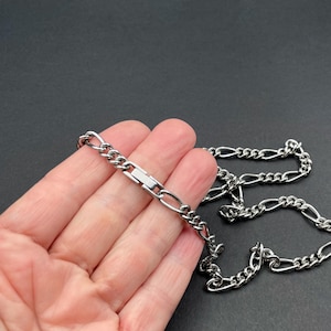 Mens Titanium Chain 26&quot; Figaro necklace . Pure Titanium hypoallergenic for sensitive skin .  5.8 mm BOLD titanium chain . Gift for Husband