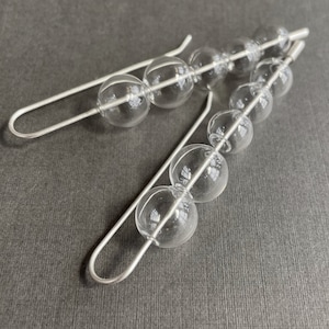 tapered STACK glass bubble earrings . Modern Minimalism . Long Hook Earrings . simple design . Make A Statement . Big Bold earring . Funky image 4