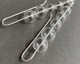 tapered STACK glass bubble earrings . modern Art Deco dangles,  minimalist statement