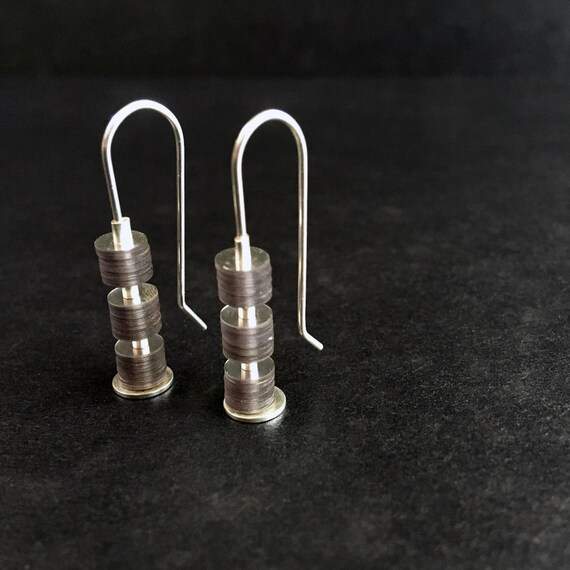 Red Copper Silver Minimalist Jewelry Drop Earrings Retro Dangle Earrings