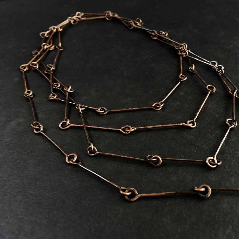 LONG COPPER Chain Necklace Hand Hammered Link Necklace . Etsy