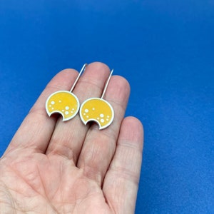 Be BOLD yellow earrings . FRECKLE french hooks . simple silver Polka Dot earrings . minimalist jewelry . botanical floral . Be BRIGHT Be You image 3