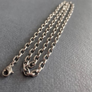 20&quot; Titanium necklace . hypoallergenic 4mm Half Round Oval Grade 1 Pure Titanium chain . unisex necklace . gender neutral
