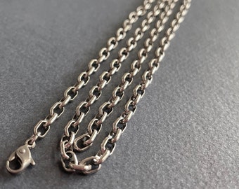 20 inch Titanium Chain . hypoallergenic 4mm Half Round Oval Chain . Grade 1 Pure Titanium necklace . 20" unisex chain . men's necklaces