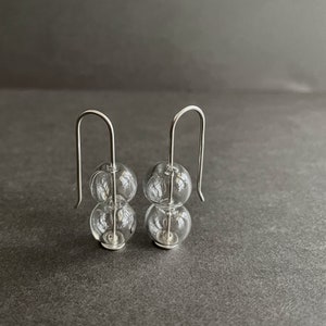 BUBBLE earrings . SMALL BAUBLE earrings . Modern Glass Bubble earrings . Mid-Century Hook Earrings . minimalist design . Mod Geometric